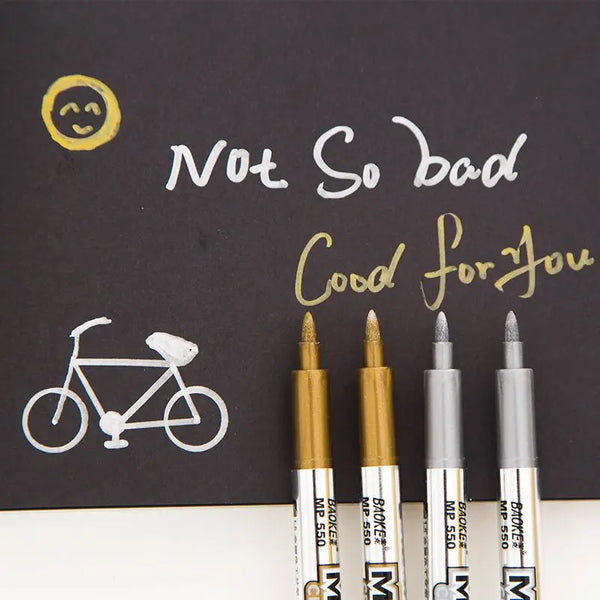 Creative stationery Metal color craft pen golden and silver