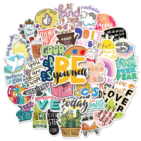 50Pcs Inspirational Stickers for Water Bottles,