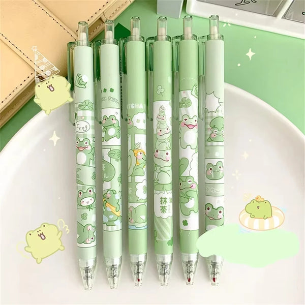 6 Pcs Cute Frog Gel Pens Kawaii Stationery Ballpoint Pen