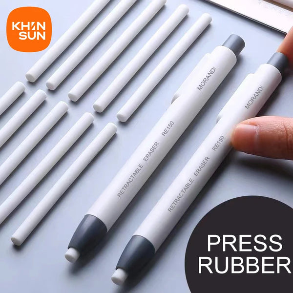 Press Retractable Pencil Eraser Correction Supplies Pen