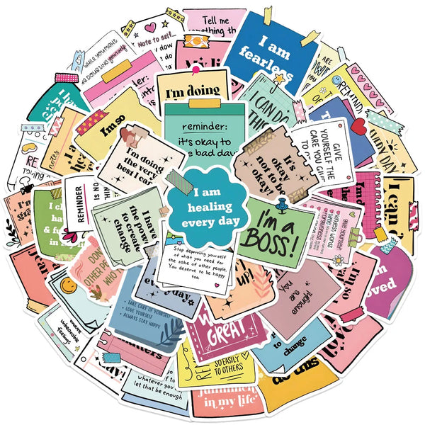 50pcs Motivational Stickers Cute Cartoon Self-affirmation Sticker For Laptop