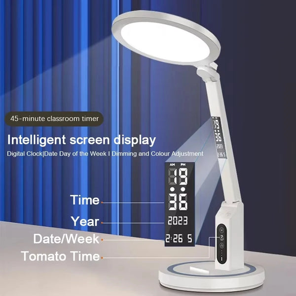USB Rechargeable LED Desk Lamp With Clock